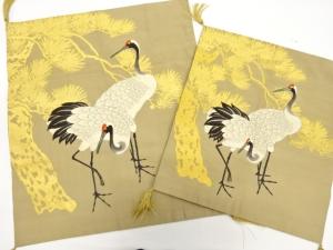 アンティーク　綴れ　鶴に松模様織り出し大小袱紗